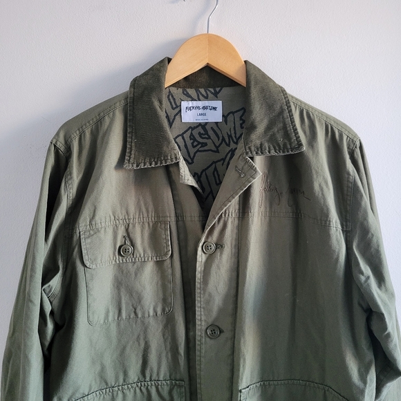 FA Skater Field Style Button Up Patched Graphic Art Jacket - Nude Women - Picture 3 of 12